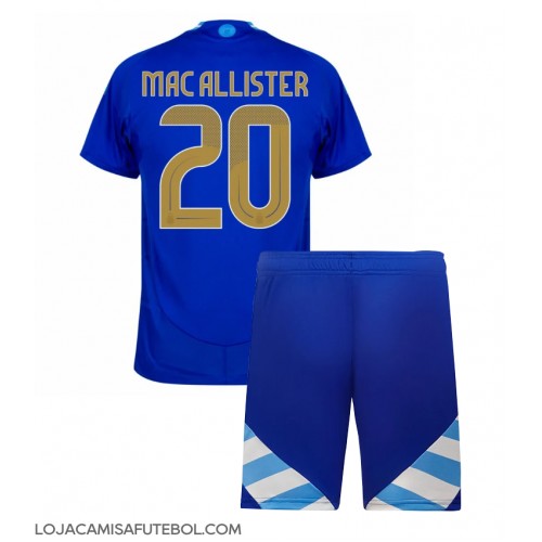 Camisa de Futebol Argentina Alexis Mac Allister #20 Equipamento Secundário Infantil Copa America 2024 Manga Curta (+ Calças curtas)